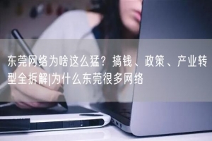 东莞网络为啥这么猛？搞钱、政策、产业转型全拆解|为什么东莞很多网络